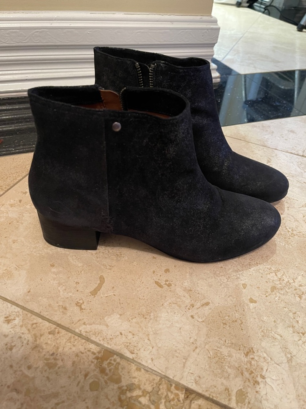 TRASK metallic leather bootie sz 10